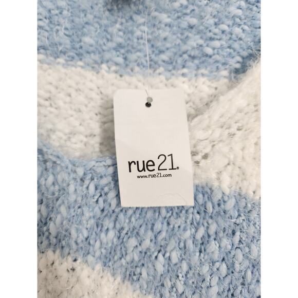 Rue 21 Blue Striped Fuzzy Sweater Womens Size Extra Large XL *NWT - Picture 4 of 4